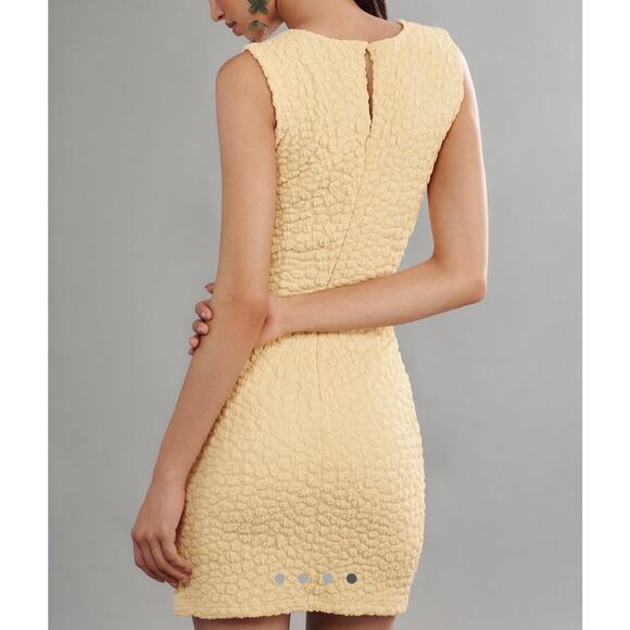 NWT Anthropologie Textured Mini Shift Dress Yellow Sleeveless Stretch Size M - Picture 2 of 10
